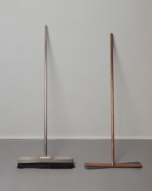 Joseph Beuys - Silberbesen und Besen ohne Haare (Silver Broom and Broom without Bristles), 1972, broom (wood and horsehair), encased in 1 mm silver sheet; solid copper, felt