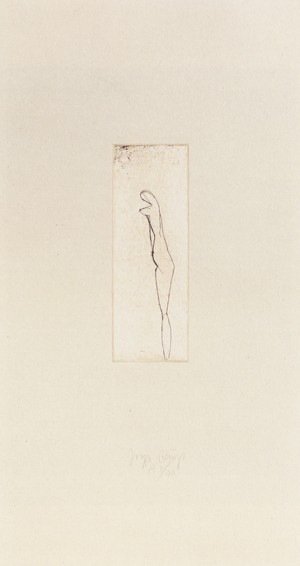 Joseph Beuys - Jungfrau aus der Suite Tränen (Virgin from Suite Tears), 1985, etching on thin paper laid down on gray wove