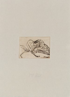 Joseph Beuys - Schafskelett aus der Suite Tränen (Sheep&#039;s Skeleton from Suite Tears), 1985, etching on thin paper laid down on gray wove